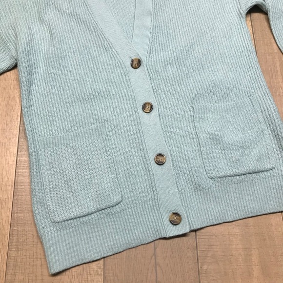 Aerie AEO Cardigan Sweater Womens Size S Green Oversized Button Spring Pockets - Picture 5 of 10